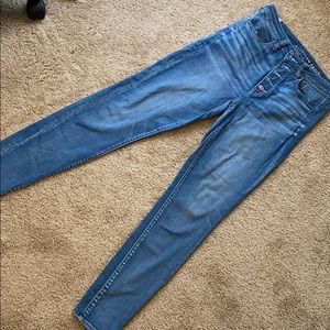 Medium wash, button closure skinnies